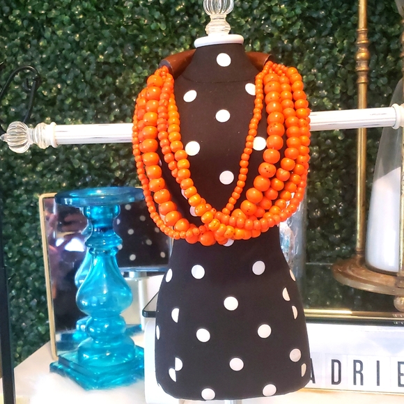 Shakti Beaded Necklace Orange Colors Strands - Picture 3 of 6